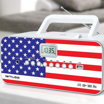 Radio CD, Muse [M-28 US] Radio CD/CD-R/RW/MP3 avec Tuner PLL AM/FM, Affichage LCD, Antenne Pivotante, Radio avec Poignée de Transport, Édition United States