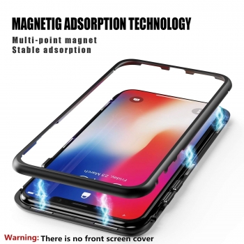 Coque Magnétique pour iPhone XR, Moxie [Bump Magnet] Coque Bumper en Métal Magnétique, Protection Intégrale, Verre Trempé à l'arrière, Coque pour iPhone XR 6.1" - Noir