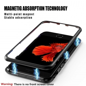 Coque Magnétique pour iPhone 7/8/SE 2020, Moxie [Bump Magnet] Coque Bumper en Métal Magnétique, Protection Intégrale, Verre Trempé à l'arrière, Coque pour iPhone 8, iPhone 7 et iPhone SE 2020 - Noir