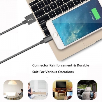 Câble Lightning, Moxie [DATANYLON] Câble Lightning renforcé en Nylon tressé supportant la Charge et la Synchronisation des données en 2A, longueur 100CM - Gris