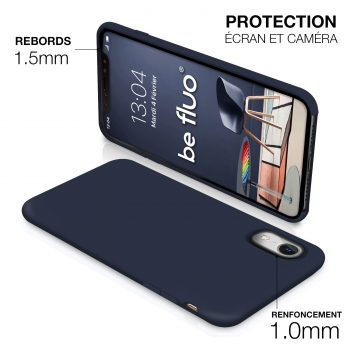Moxie Coque iPhone XR [BeFluo] Coque Silicone Fine et Légère pour iPhone XR 6.1, Intérieur Microfibre, Coque Anti-chocs et Anti-rayures pour iPhone XR - Bleu Foncé