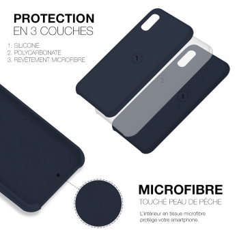 Moxie Coque iPhone XR [BeFluo] Coque Silicone Fine et Légère pour iPhone XR 6.1, Intérieur Microfibre, Coque Anti-chocs et Anti-rayures pour iPhone XR - Bleu Foncé