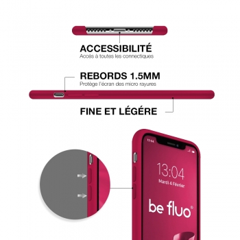 Moxie Coque iPhone XS Max [BeFluo] Coque Silicone Fine et Légère pour iPhone XS Max 6.5", Intérieur Microfibre, Coque Anti-chocs et Anti-rayures pour iPhone XS Max - Framboise