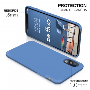Moxie Coque iPhone XS Max [BeFluo] Coque Silicone Fine et Légère pour iPhone XS Max 6.5", Intérieur Microfibre, Coque Anti-chocs et Anti-rayures pour iPhone XS Max - Bleu Acier