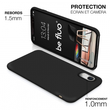 Moxie Coque iPhone XR [BeFluo] Coque Silicone Fine et Légère pour iPhone XR 6.1, Intérieur Microfibre, Coque Anti-chocs et Anti-rayures pour iPhone XR - Noir
