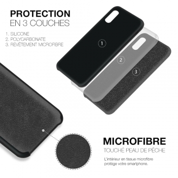Moxie Coque iPhone XR [BeFluo] Coque Silicone Fine et Légère pour iPhone XR 6.1, Intérieur Microfibre, Coque Anti-chocs et Anti-rayures pour iPhone XR - Noir