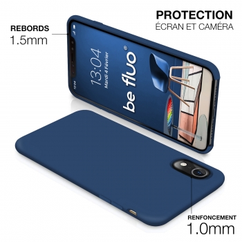 Moxie Coque iPhone XR [BeFluo] Coque Silicone Fine et Légère pour iPhone XR 6.1", Intérieur Microfibre, Coque Anti-chocs et Anti-rayures pour iPhone XR - Bleu Marine