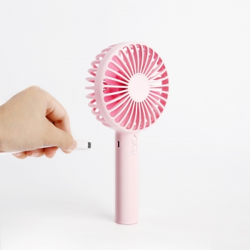 Ventilateur Portatif avec Miroir, Moxie [Macarons Handy Fan] Ventilateur Portatif avec 3 vitesses 2000mAh et miroir intégré [Pink] - Rose