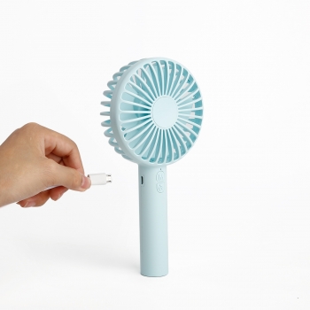 Ventilateur Portatif avec Miroir, Moxie [Macarons Handy Fan] Ventilateur Portatif avec 3 vitesses 2000mAh et miroir intégré [Blue] - Bleu
