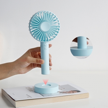 Ventilateur Portatif avec Miroir, Moxie [Macarons Handy Fan] Ventilateur Portatif avec 3 vitesses 2000mAh et miroir intégré [Blue] - Bleu
