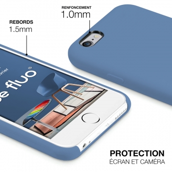 Moxie Coque iPhone 6/6S [BeFluo] Coque Silicone Fine et Légère pour iPhone 6S et iPhone 6, Intérieur Microfibre, Coque Anti-chocs et Anti-rayures pour iPhone 6S/6 - Bleu Acier