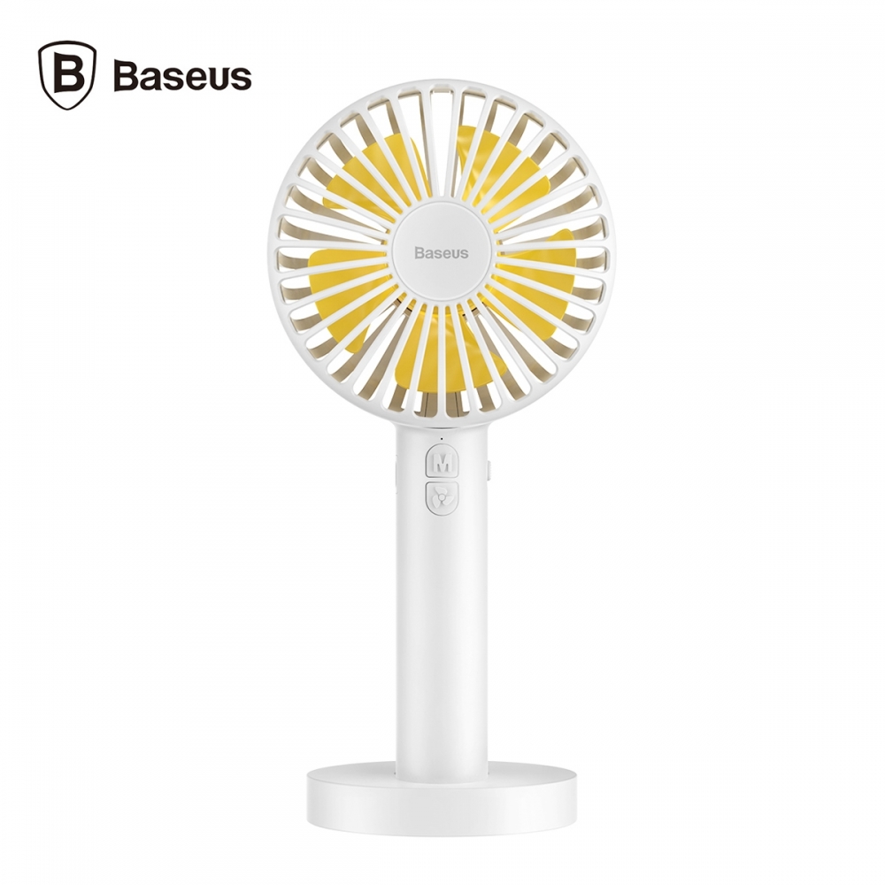 Ventilateur Portatif avec Miroir, Baseus [CXMCL-02] [Macarons Fan 3 vitesses 2600mAh] Ventilateur Portatif Avec miroir intégré [White] - Blanc