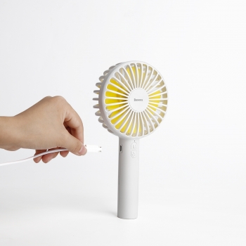 Ventilateur Portatif avec Miroir, Baseus [CXMCL-02] [Macarons Fan 3 vitesses 2600mAh] Ventilateur Portatif Avec miroir intégré [White] - Blanc