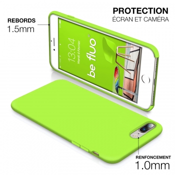 Moxie Coque iPhone 7 Plus/8 Plus [BeFluo] Coque Silicone Fine et Légère pour iPhone 8 Plus et iPhone 7 Plus, Intérieur Microfibre, Coque Anti-chocs et Anti-rayures pour iPhone 8+/7+ - Vert Pomme