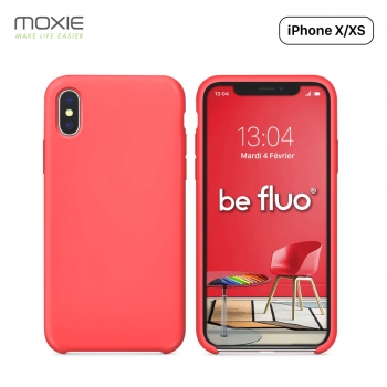 Moxie Coque iPhone XS / iPhone X [BeFluo] Coque Silicone Fine et Légère pour iPhone XS 5.8" et iPhone X, Intérieur Microfibre, Coque Anti-chocs et Anti-rayures pour iPhone XS/X - Rose Vif