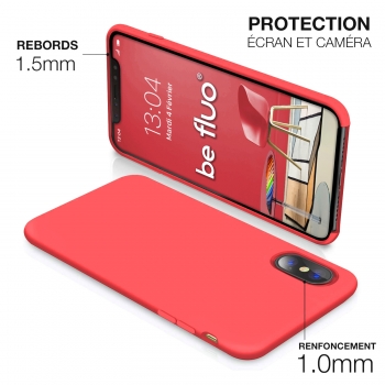 Moxie Coque iPhone XS / iPhone X [BeFluo] Coque Silicone Fine et Légère pour iPhone XS 5.8" et iPhone X, Intérieur Microfibre, Coque Anti-chocs et Anti-rayures pour iPhone XS/X - Rose Vif