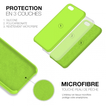 Moxie Coque iPhone 7/8/SE 2020 [BeFluo] Coque Silicone Fine et Légère pour iPhone 8, iPhone 7 et iPhone SE 2020, Intérieur Microfibre, Coque Anti-chocs et Anti-rayures pour iPhone 8/7/SE 2020 - Vert Pomme