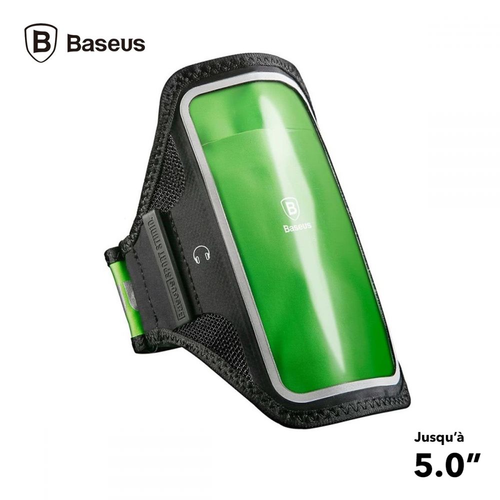 Brassard Sportif, Baseus [Flexible Wristband] [LMBD-A06] Sport Armband pour  portable 5.0 pouces Max [Black/Green] - Noir/Vert