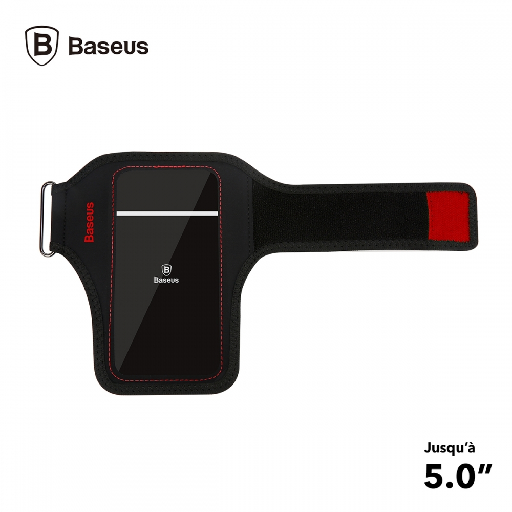 Brassard Poignet Sportif, Baseus [Flexible Wristband] [CWYD-A09] Sport Wristband pour portable 5.0 pouces Max [Black/Red] - Noir/Rouge