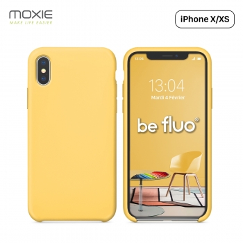 Moxie Coque iPhone XS / iPhone X [BeFluo] Coque Silicone Fine et Légère pour iPhone XS 5.8" et iPhone X, Intérieur Microfibre, Coque Anti-chocs et Anti-rayures pour iPhone XS/X - Jaune Clair