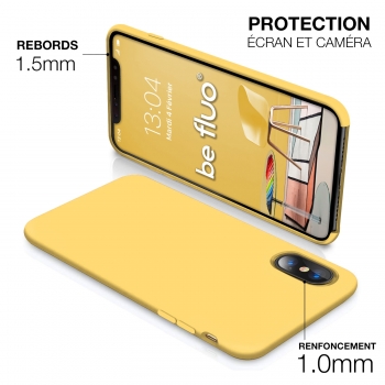 Moxie Coque iPhone XS / iPhone X [BeFluo] Coque Silicone Fine et Légère pour iPhone XS 5.8" et iPhone X, Intérieur Microfibre, Coque Anti-chocs et Anti-rayures pour iPhone XS/X - Jaune Clair