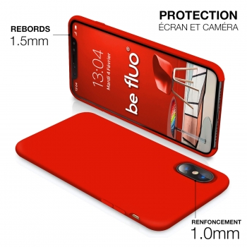 Moxie Coque iPhone XS / iPhone X [BeFluo] Coque Silicone Fine et Légère pour iPhone XS 5.8" et iPhone X, Intérieur Microfibre, Coque Anti-chocs et Anti-rayures pour iPhone XS/X - Rouge