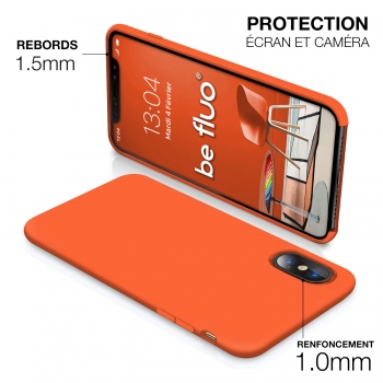 Moxie Coque iPhone XS / iPhone X [BeFluo] Coque Silicone Fine et Légère pour iPhone XS 5.8" et iPhone X, Intérieur Microfibre, Coque Anti-chocs et Anti-rayures pour iPhone XS/X - Orange