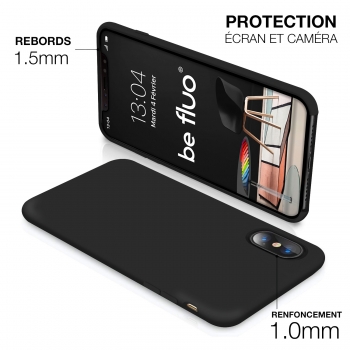 Moxie Coque iPhone XS / iPhone X [BeFluo] Coque Silicone Fine et Légère pour iPhone XS 5.8" et iPhone X, Intérieur Microfibre, Coque Anti-chocs et Anti-rayures pour iPhone XS/X - Noir