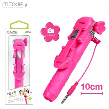 Mini Perche Téléscopique Selfie Moxie Rose à Fil et Bouton Déclencheur