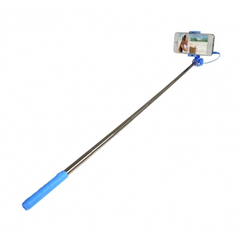 Mini Perche Téléscopique Selfie Moxie Bleu à Fil et Bouton Déclencheur