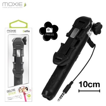 Mini Perche Téléscopique Selfie Moxie Noir à Fil et Bouton Déclencheur