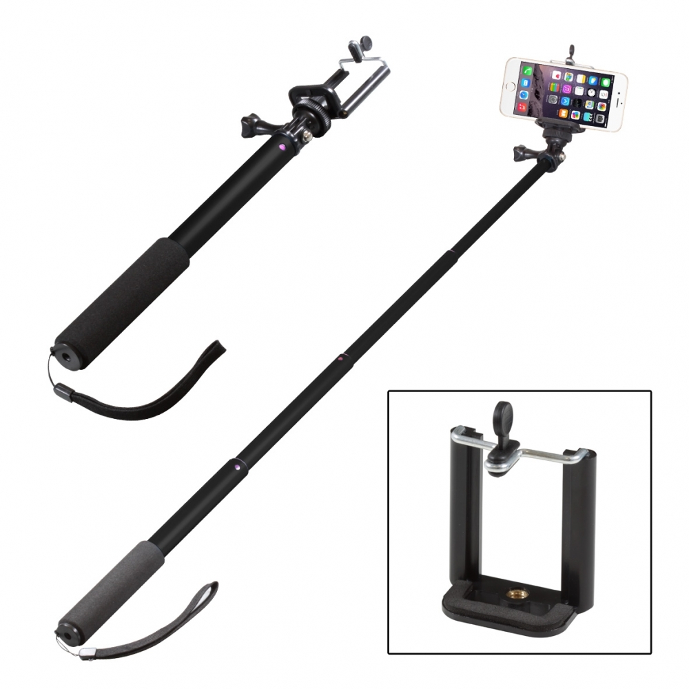 Perche aluminium Téléscopique Noire pour Smartphones, GoPro
