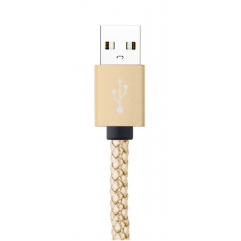 Câble data Moxie cuir tressé Gold compatible iPhone 5/5S/5C/SE/6/6S/6+/6S+/7/7+
