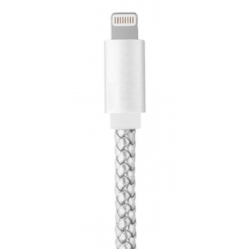 Câble data Moxie cuir tressé Silver compatible iPhone 5/5S/5C/SE/6/6S/6+/6S+/7/7+