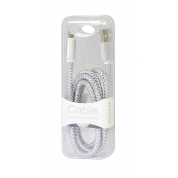 Câble data Moxie cuir tressé Silver compatible iPhone 5/5S/5C/SE/6/6S/6+/6S+/7/7+