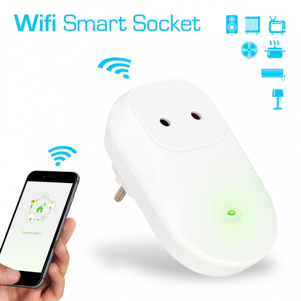 Prise Wifi/3G/4G Smart Socket Blanc Commandable et Programmable via Smartphone