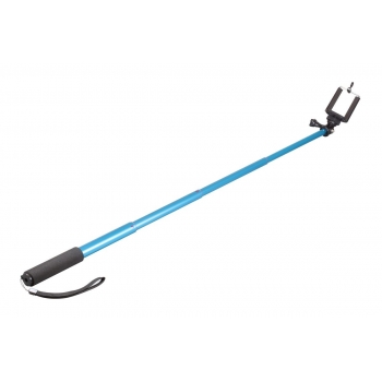Perche aluminium téléscopique Selfie bleu pour smartphones, GoPro