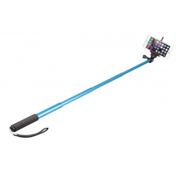 Perche aluminium téléscopique Selfie bleu pour smartphones, GoPro