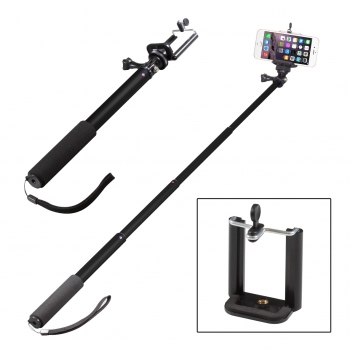 Perche aluminium Téléscopique Noire pour Smartphones, GoPro