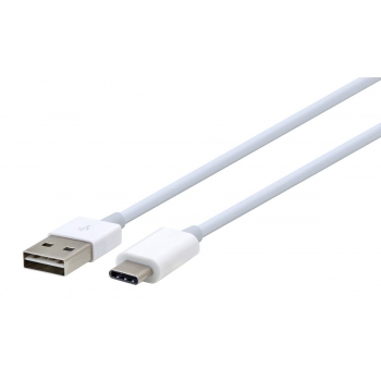 Câble Data Moxie USB-A 2.0 Réversible vers USB Type-C Blisté - Blanc