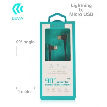 Cable Data DEVIA Coudé Lightning to USBC couleur noire