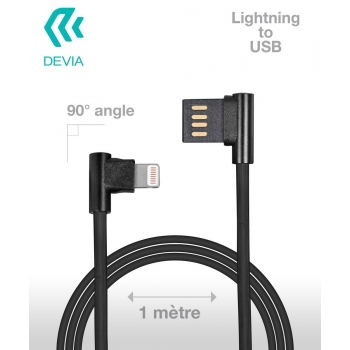 Cable Data DEVIA Coudé Lightning to USB couleur noire