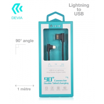 Cable Data DEVIA Coudé Lightning to USB couleur noire