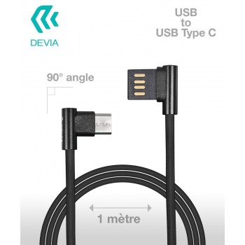 Cable Data DEVIA Coudé USBC to USB couleur noire