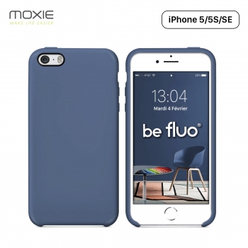 Moxie Coque iPhone 5/5S/SE [BeFluo] Coque Silicone Fine et Légère pour iPhone SE, iPhone 5S et iPhone 5, Intérieur Microfibre, Coque Anti-chocs et Anti-rayures pour iPhone SE/5S/5 - Bleu Marine