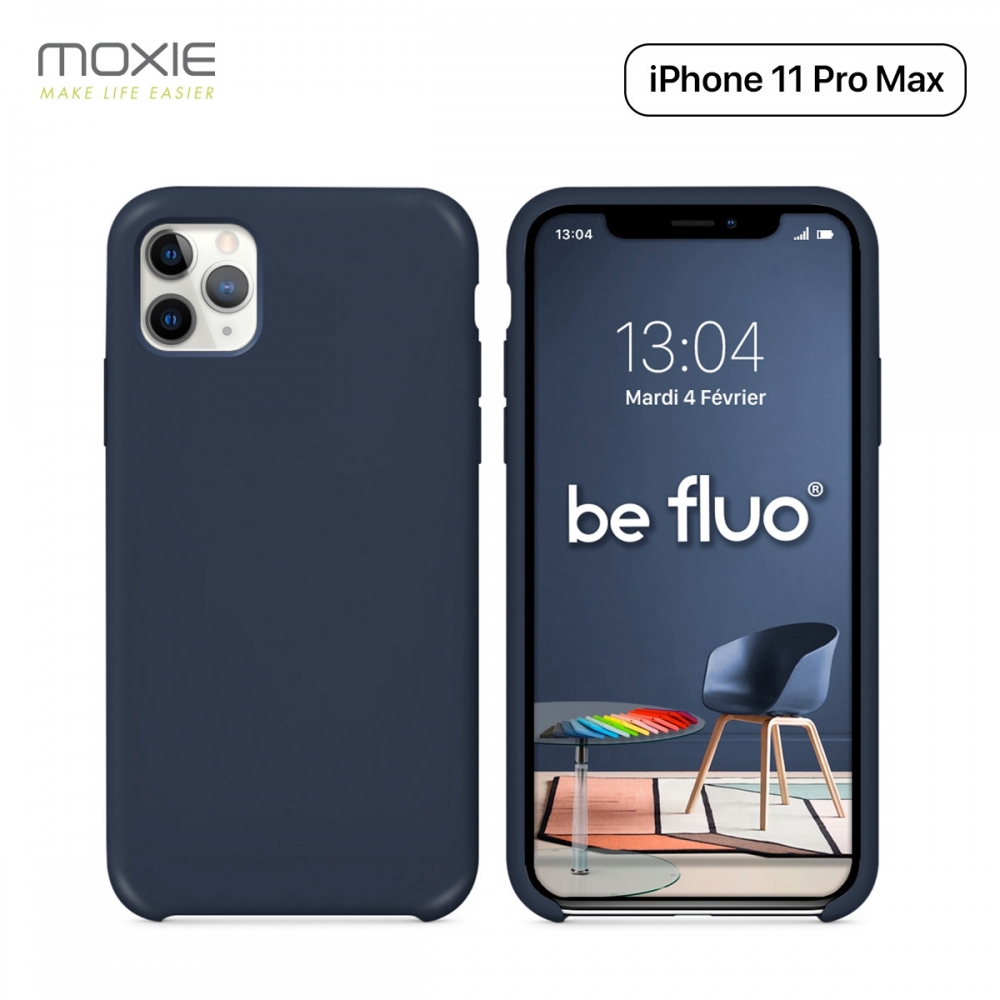 Moxie Coque iPhone 11 Pro Max [BeFluo®] Coque Silicone Fine et Légère pour iPhone 11 Pro Max 6.5- Intérieur Microfibre, Coque Anti-chocs et Anti-rayures pour iPhone 11 Pro Max (2019) 6.5 pouces -Bleu Foncé