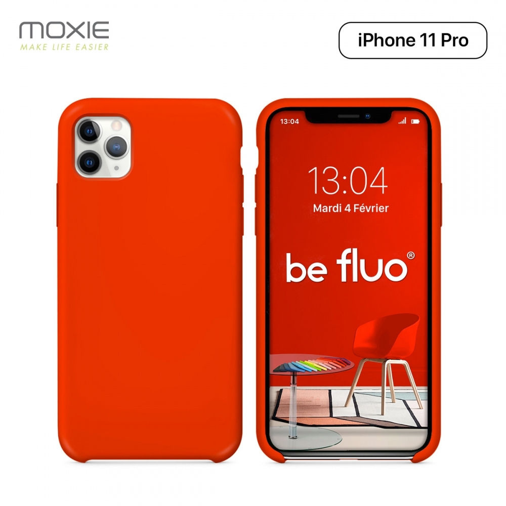 Moxie Coque iPhone 11 Pro [BeFluo] Coque Silicone Fine et Légère pour iPhone 11 Pro 5.8- Intérieur Microfibre, Coque Anti-chocs et Anti-rayures pour iPhone 11 (2019) 5.8 pouces -Rouge