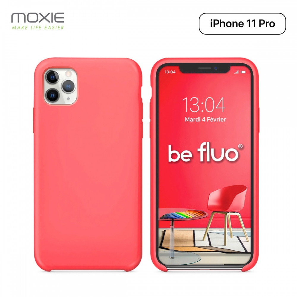 Moxie Coque iPhone 11 Pro [BeFluo] Coque Silicone Fine et Légère pour iPhone 11 Pro 5.8- Intérieur Microfibre, Coque Anti-chocs et Anti-rayures pour iPhone 11 (2019) 5.8 pouces -Rose Vif