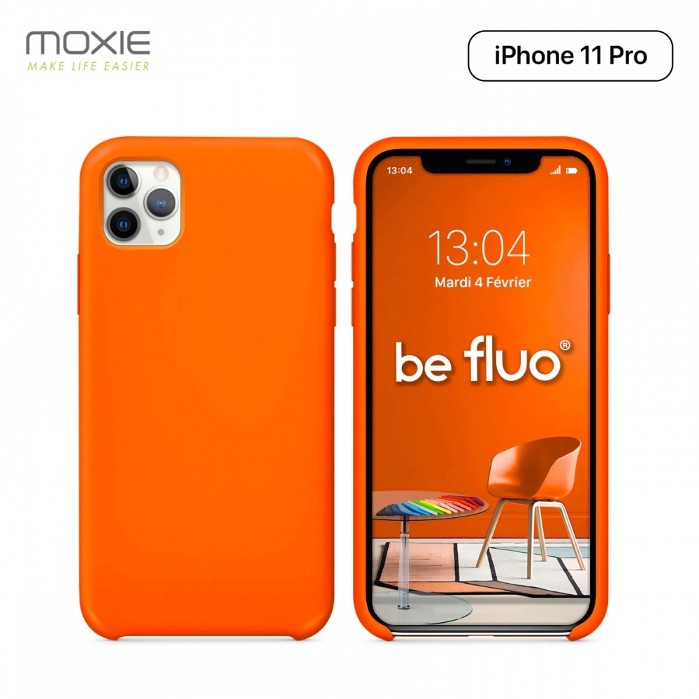 Moxie Coque iPhone 11 Pro [BeFluo] Coque Silicone Fine et Légère pour iPhone 11 Pro 5.8- Intérieur Microfibre, Coque Anti-chocs et Anti-rayures pour iPhone 11 (2019) 5.8 pouces -Orange