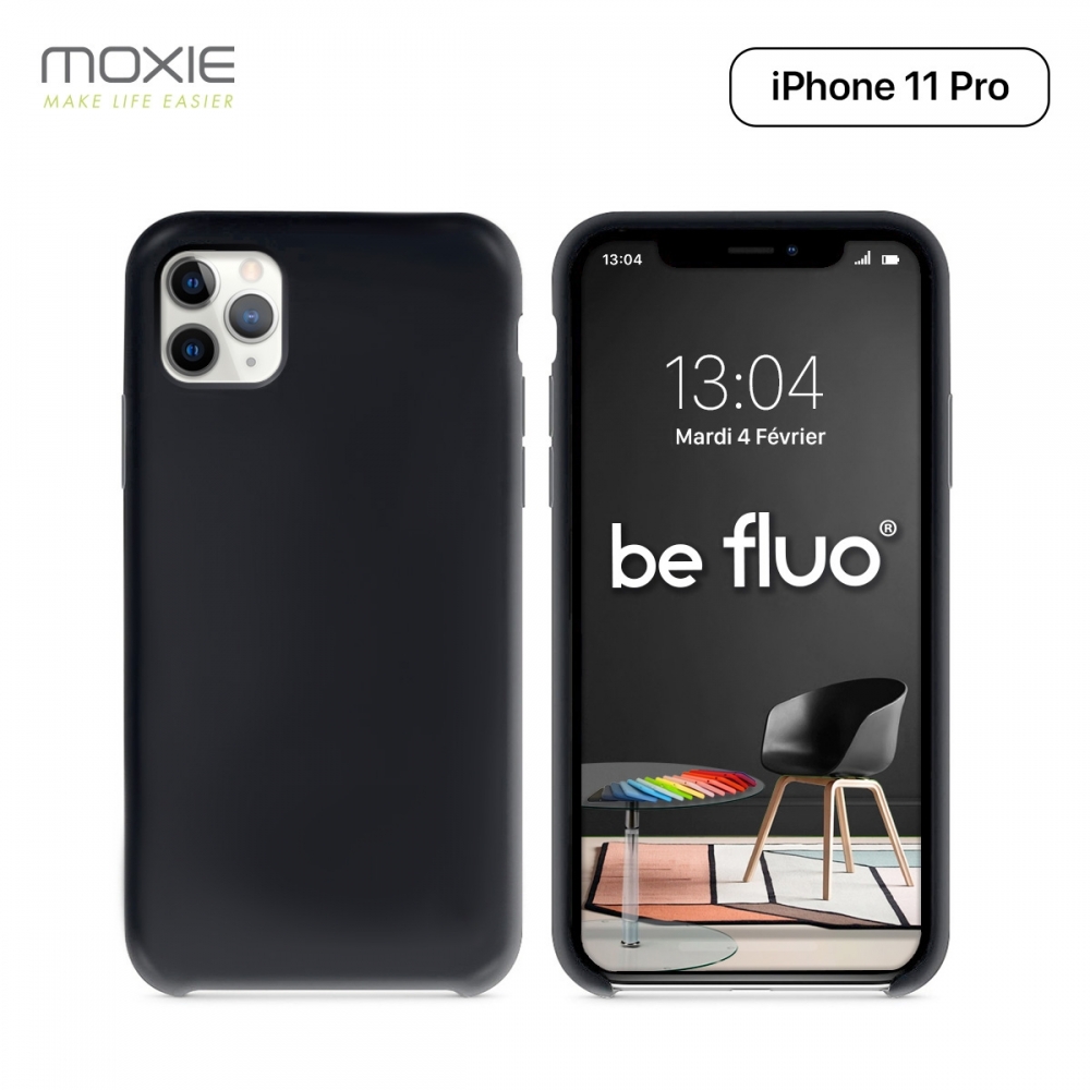 Moxie Coque iPhone 11 Pro [BeFluo] Coque Silicone Fine et Légère pour iPhone 11 Pro 5.8- Intérieur Microfibre, Coque Anti-chocs et Anti-rayures pour iPhone 11 (2019) 5.8 pouces -Noir